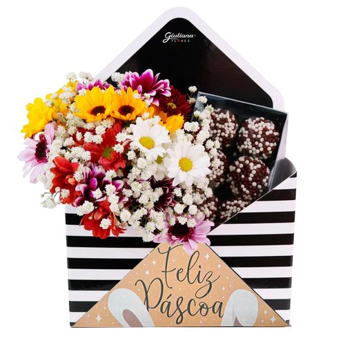 Kit Feliz Páscoa com Margaridinhas e Brigadeiros