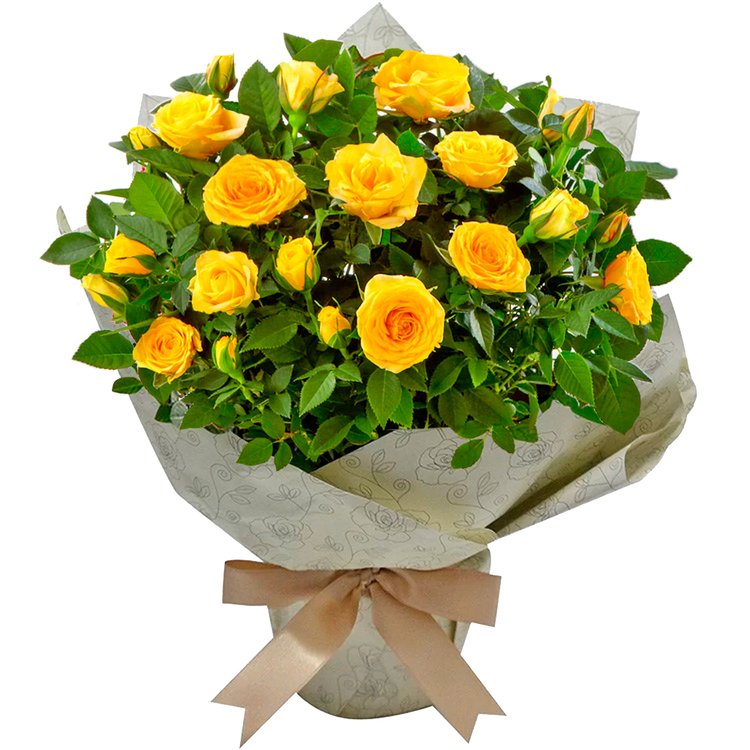 Vaso de Mini Rosa Amarela Plantada