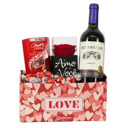 Imagem de Rosa Encantada Vermelha e Box Love
