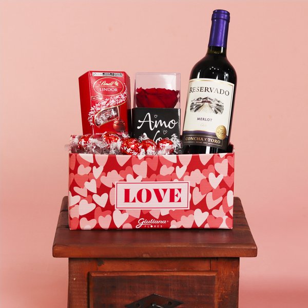 Rosa Encantada Vermelha e Box Love