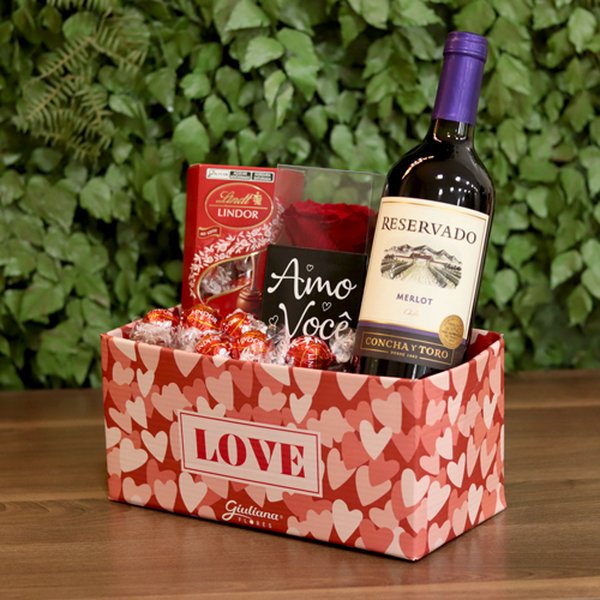 Rosa Encantada Vermelha e Box Love