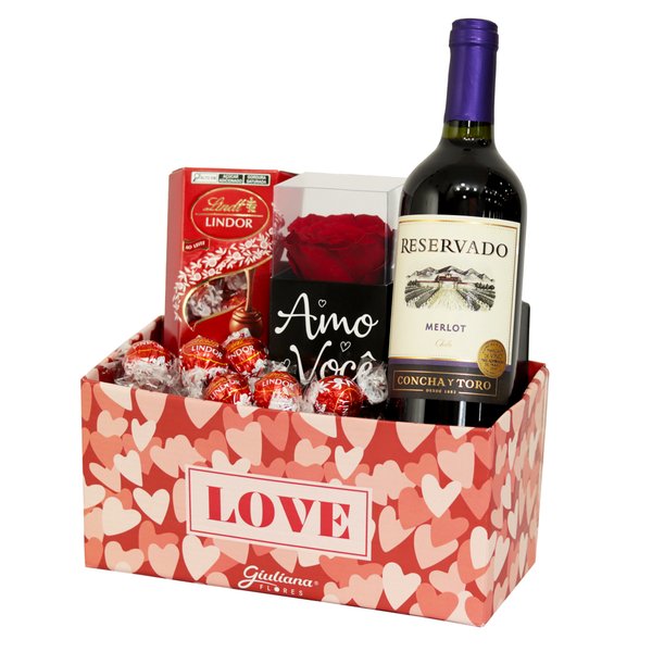Rosa Encantada Vermelha e Box Love