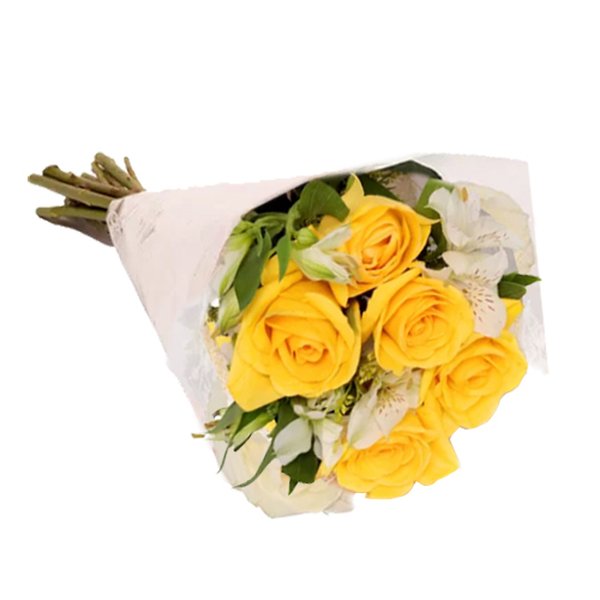 Buquê Encanto com 5 Rosas Amarelas