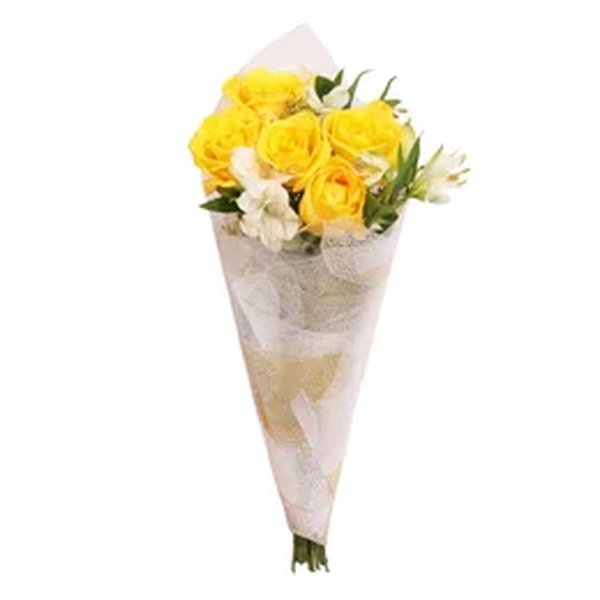 Buquê Encanto com 5 Rosas Amarelas