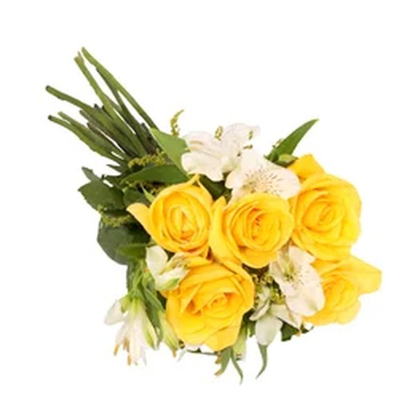Buquê Encanto com 5 Rosas Amarelas