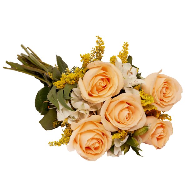 Buquê Encanto com 5 Rosas Champagne