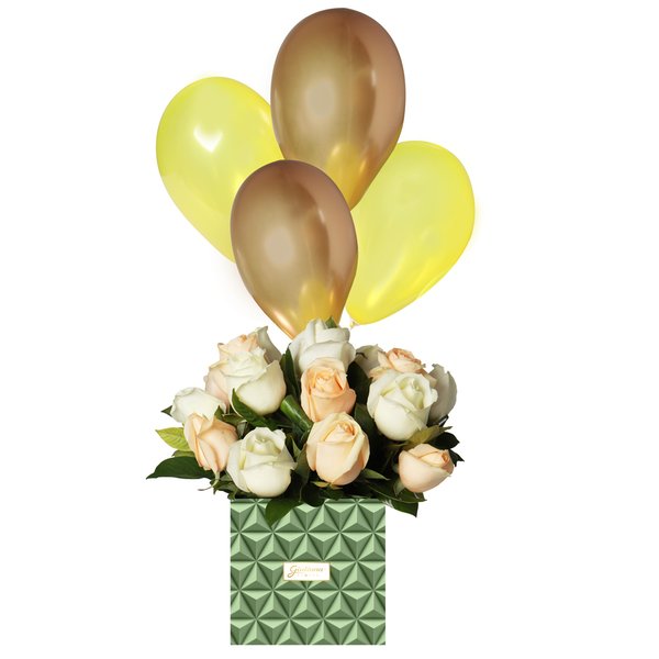 Mix Rosas e Balões no Box Grafismo