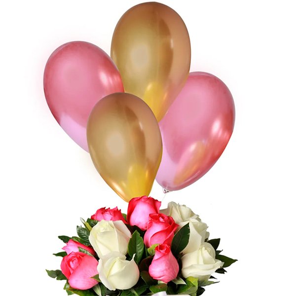 Mix Rosas e Balões no Box Ladrilho