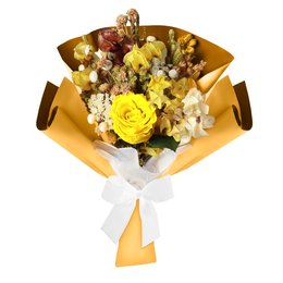 Imagem de Buquê Rosa Encantada e Flor Seca Amarelo
