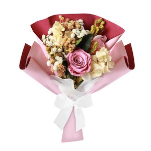 Imagem de Buquê Rosa Encantada e Flor Seca Violeta