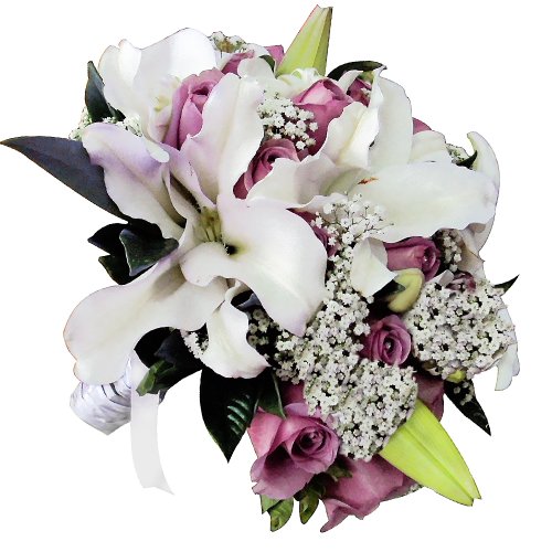 Buquê de Noiva com Lírios Brancos e Rosas Lilás | Giuliana Flores