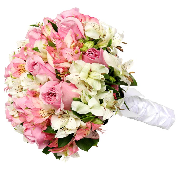 Buquê de Noiva com Rosas Lilás e Astromélias Brancas | Giuliana Flores