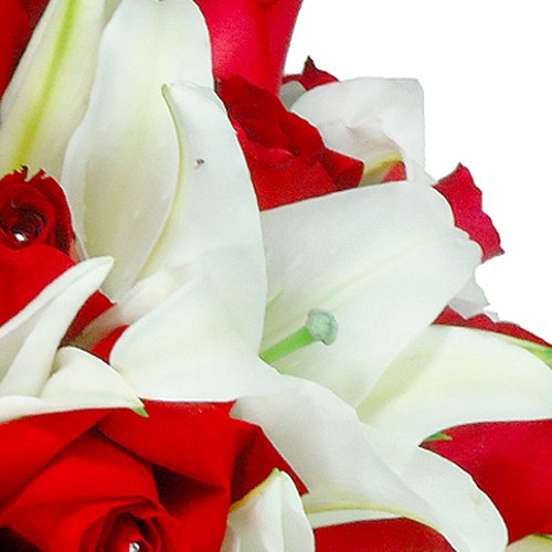 Buquê de Noiva com Lírios Brancos e Rosas Vermelhas