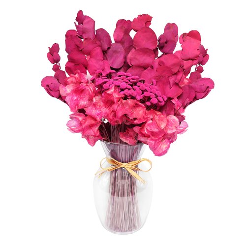 Vaso com Amistosas Flores Secas Pink