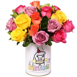 Imagem de Rosas no Box Ilustrado Parabéns