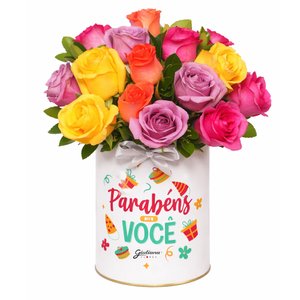 Imagem de Rosas no Box Ilustrado Parabéns