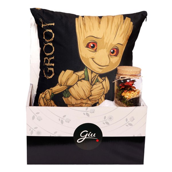 Terrário e Almofada Formato Groot - Zona Criativa