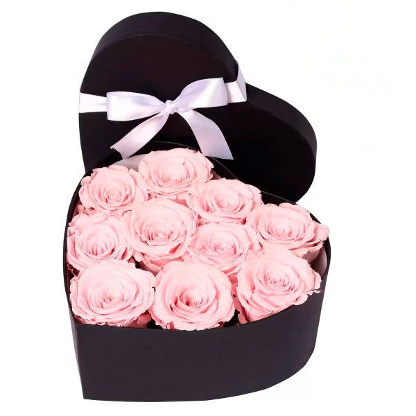 Coração de Rosas Encantadas Cor de Rosa