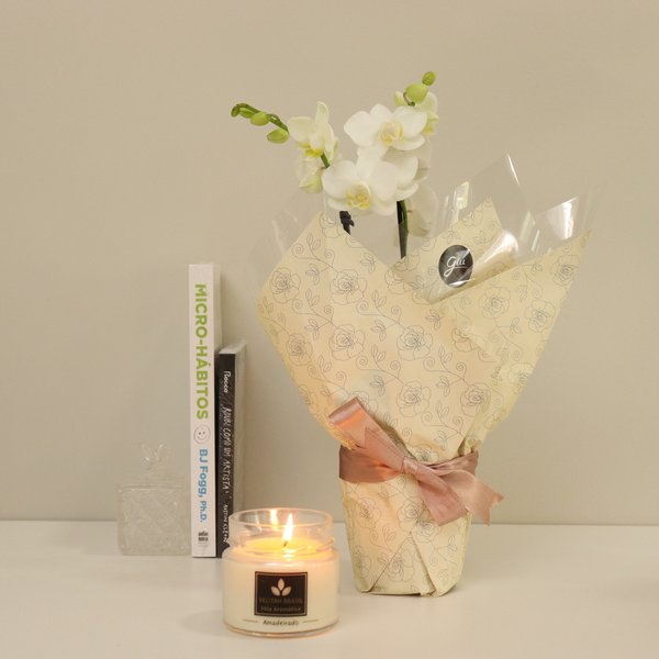 Mini Rara Branca e Vela Aromática Lavanda