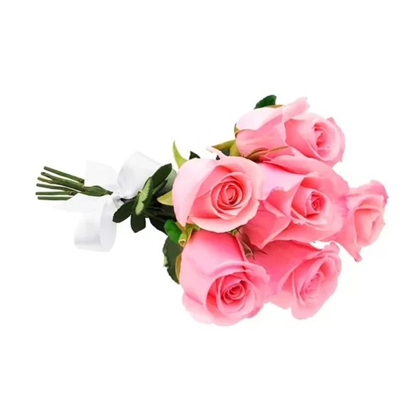 Buquê de 6 Rosas Cor de Rosa e Almofada Mãe