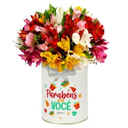 Imagem de Delicadas Astromélias Coloridas no Box Aniversário