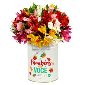 Imagem de Delicadas Astromélias Coloridas no Box Aniversário