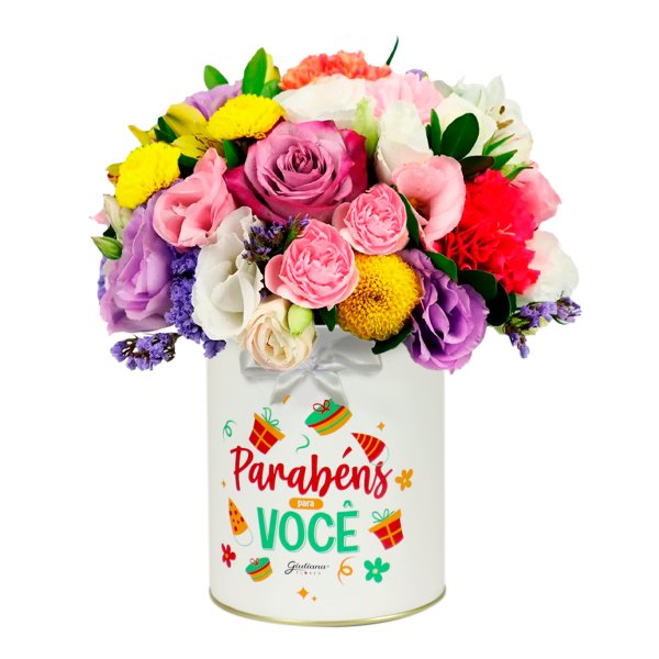 Delicado Mix de Flores no Box Aniversário