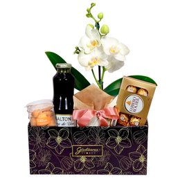 Imagem de Cesta Exclusiva com Orquídea e Ferrero