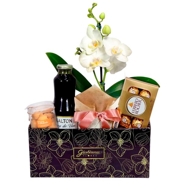 Cesta Exclusiva com Orquídea e Ferrero