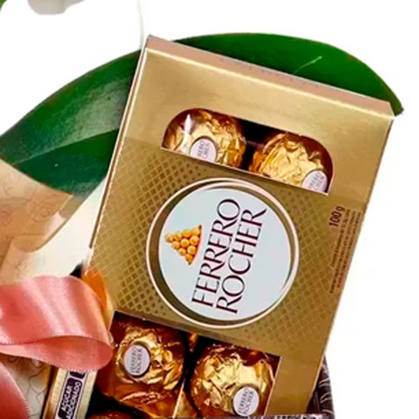 Cesta Exclusiva com Orquídea e Ferrero