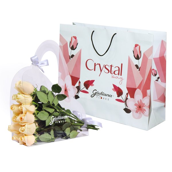 Crystal Bag de Rosas Champanhe