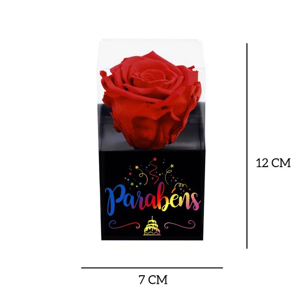 Rosa Encantada Vermelha Parabéns
