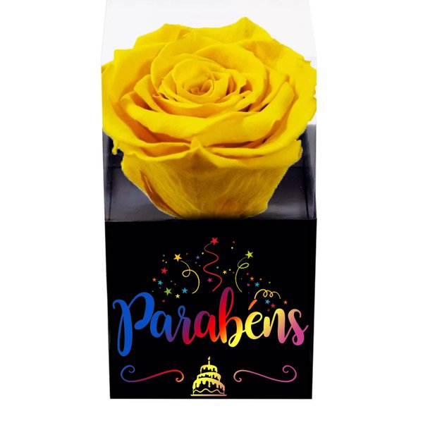 Rosa Encantada Amarela Parabéns