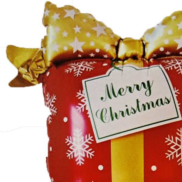 Balão Metalizado Presente Merry Christmas 54x63cm