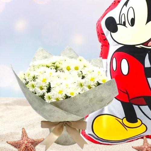 Margaridinhas Brancas e Almofada Mickey - Zona Criativa