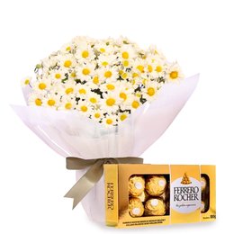 Imagem de Margaridinhas Branca e Ferrero Rocher Presente