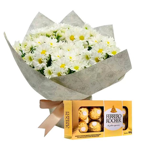 Margaridinhas Branca e Ferrero Rocher Presente