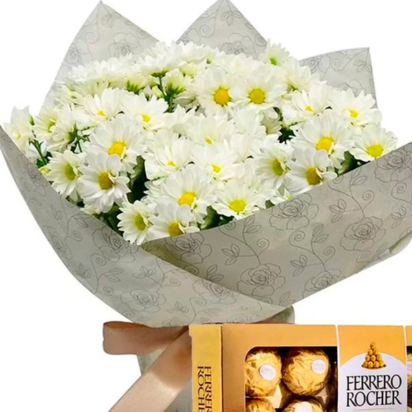 Margaridinhas Branca e Ferrero Rocher Presente