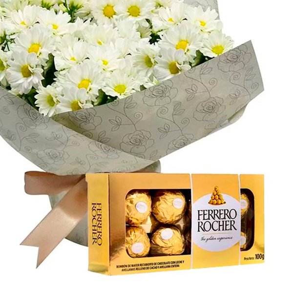 Margaridinhas Branca e Ferrero Rocher Presente