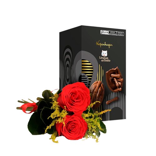 Buquê de 2 Rosas e Ovo de Páscoa Kopenhagen