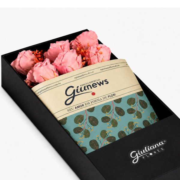 Caixa Surpresa com Rosas Encantadas Cor de Rosa