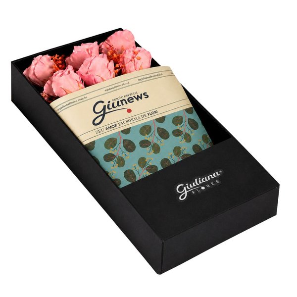 Caixa Surpresa com Rosas Encantadas Cor de Rosa