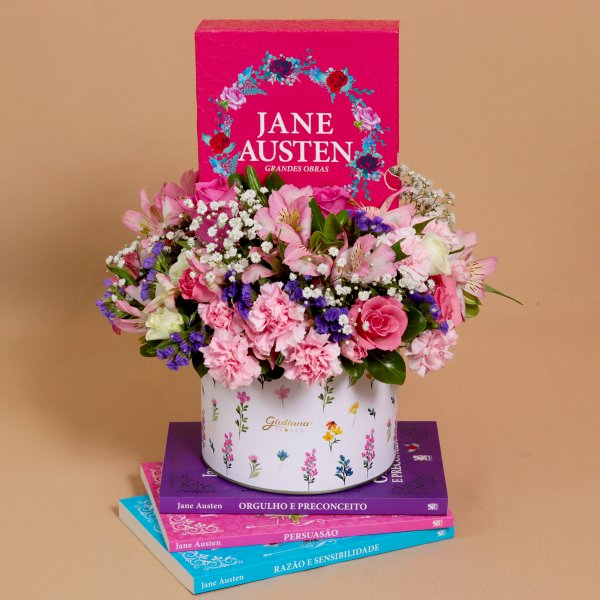 Box de Flores e Livros Jane Austen