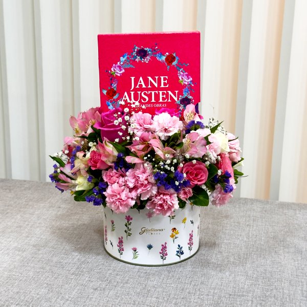 Box de Flores e Livros Jane Austen