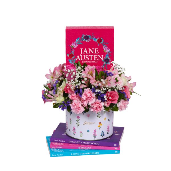 Box de Flores e Livros Jane Austen