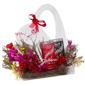 Imagem de Crystal Bag de Flores Secas e Chocolates Lindt