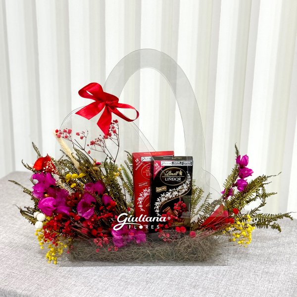 Crystal Bag de Flores Secas e Chocolates Lindt