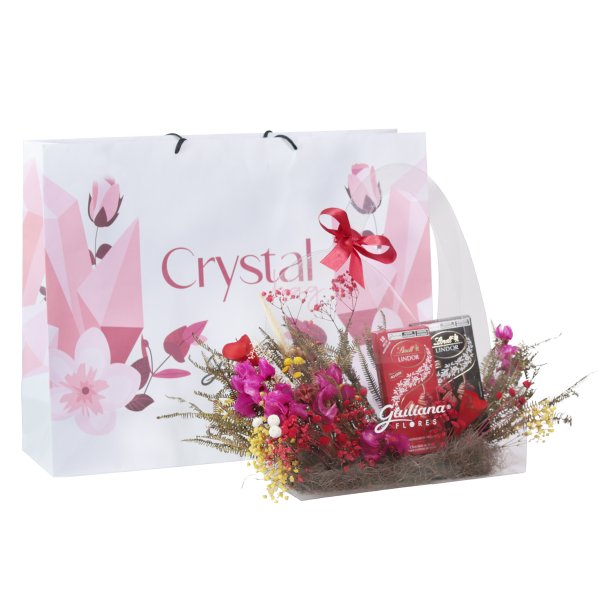 Crystal Bag de Flores Secas e Chocolates Lindt