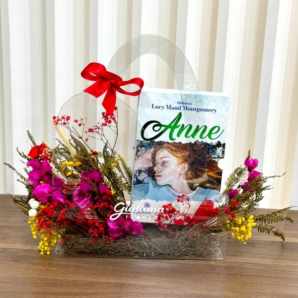 Crystal Bag de Flores Secas e Livros Anne