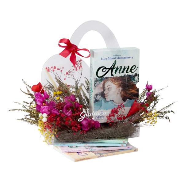 Crystal Bag de Flores Secas e Livros Anne